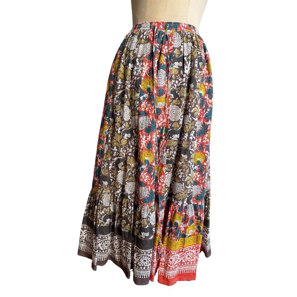 Velvet Women's XS Boho Batik Skirt EUC Patchwork Floral India - Picture 4 of 5